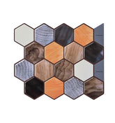 Colored Wooden Peel and Stick Hexagon Tiles
